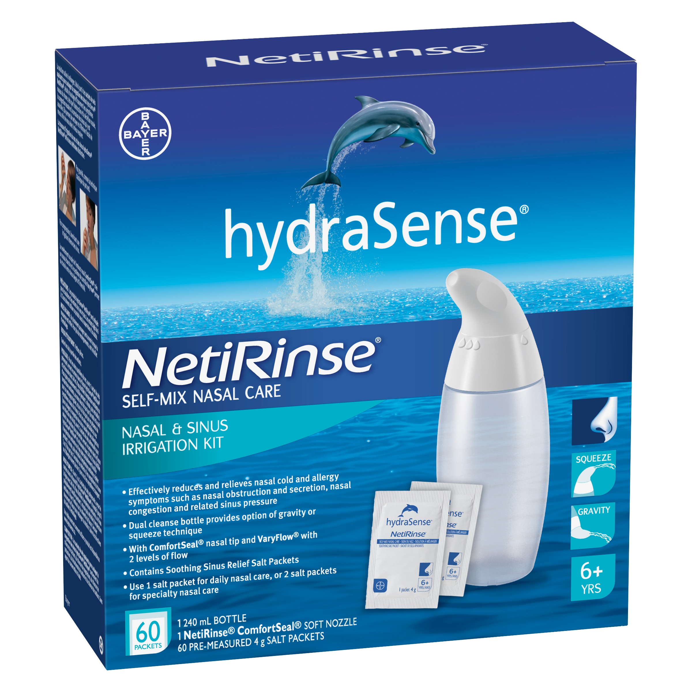 HydraSense NetiRinse Self-Mix Nasal Care Kit box 60 Count