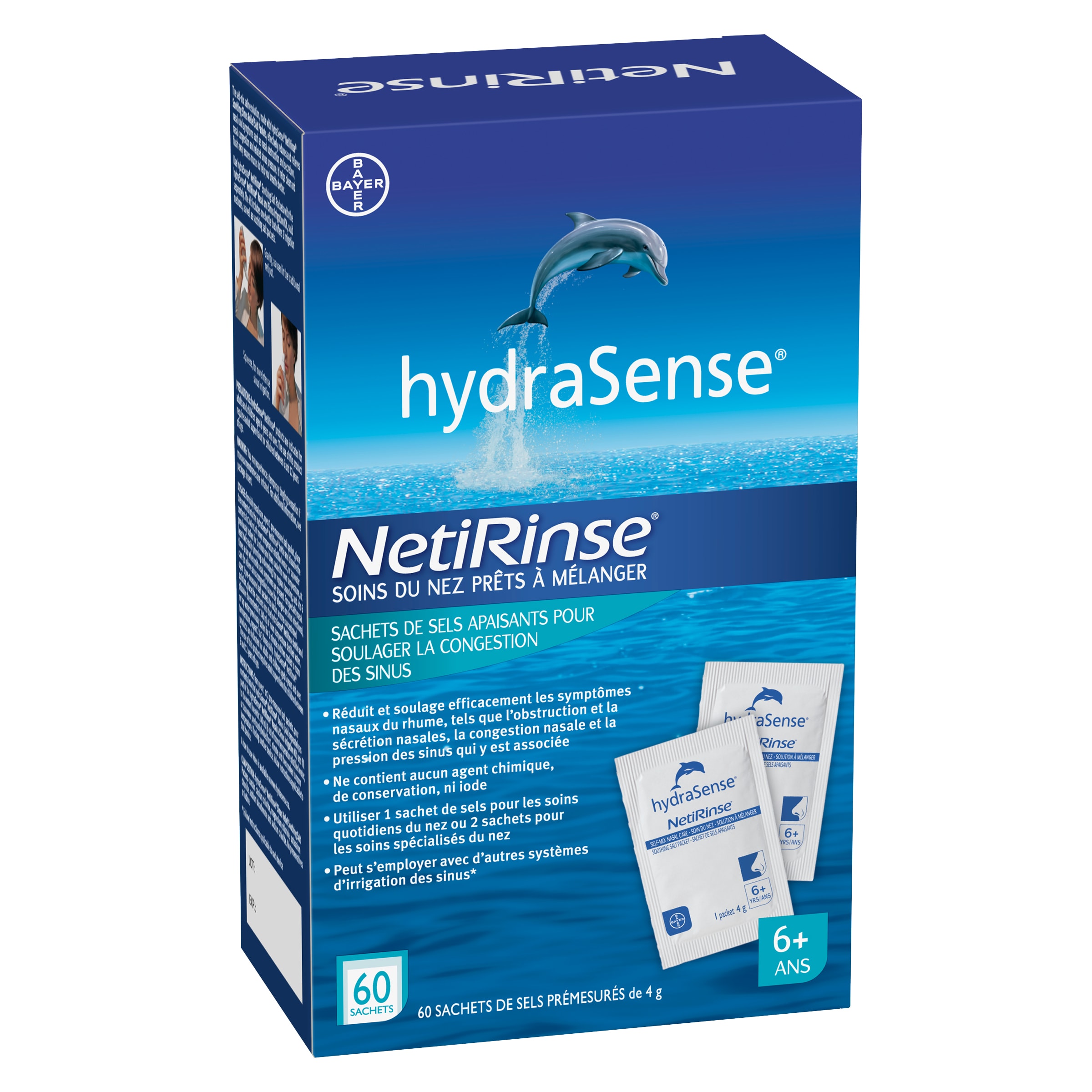 Trousse d'irrigation du nez et des sinus 2 en 1 NetiRinse – HydraSense :  Vaporisateur nasal